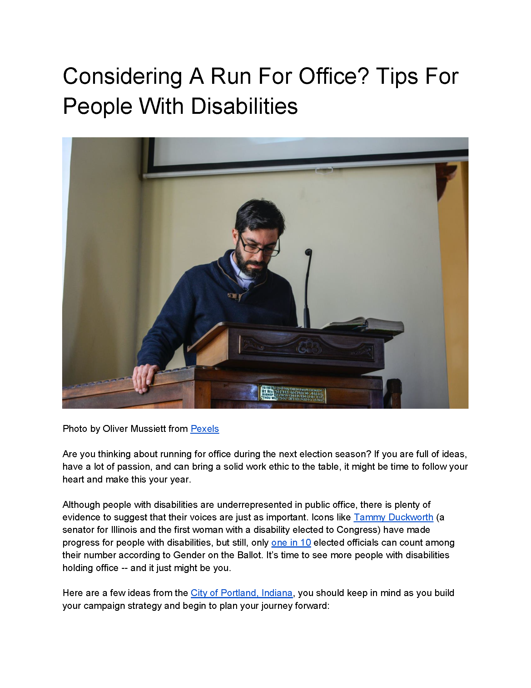 Considering A Run For Office  Tips For People With Disabilities Page 1